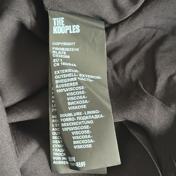 The Kooples Floral Twill Midi Dress Size 1 Black Beige Puff Sleeve Button Front - Picture 8 of 16